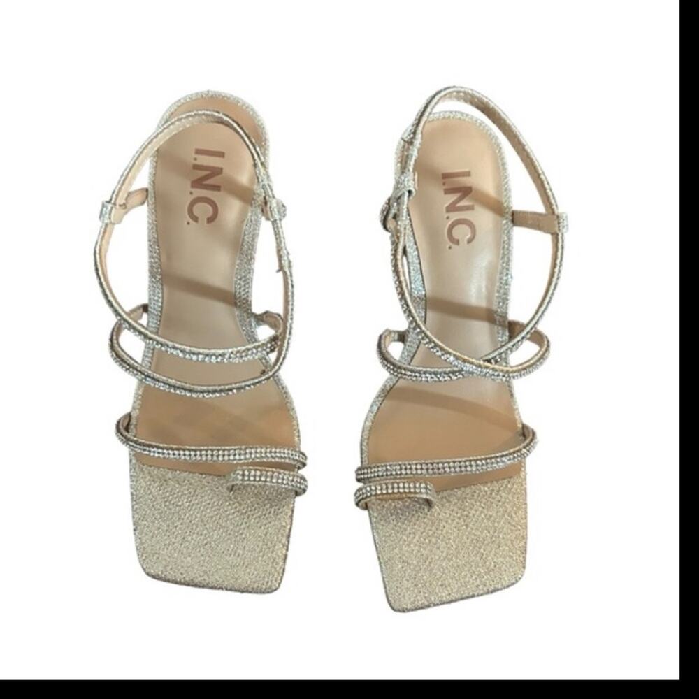 INC Arti Strappy Dress Heels Sparkly  Square Toe Sleek Stiletto Heel NEW SZ 8.5 - Picture 3 of 11